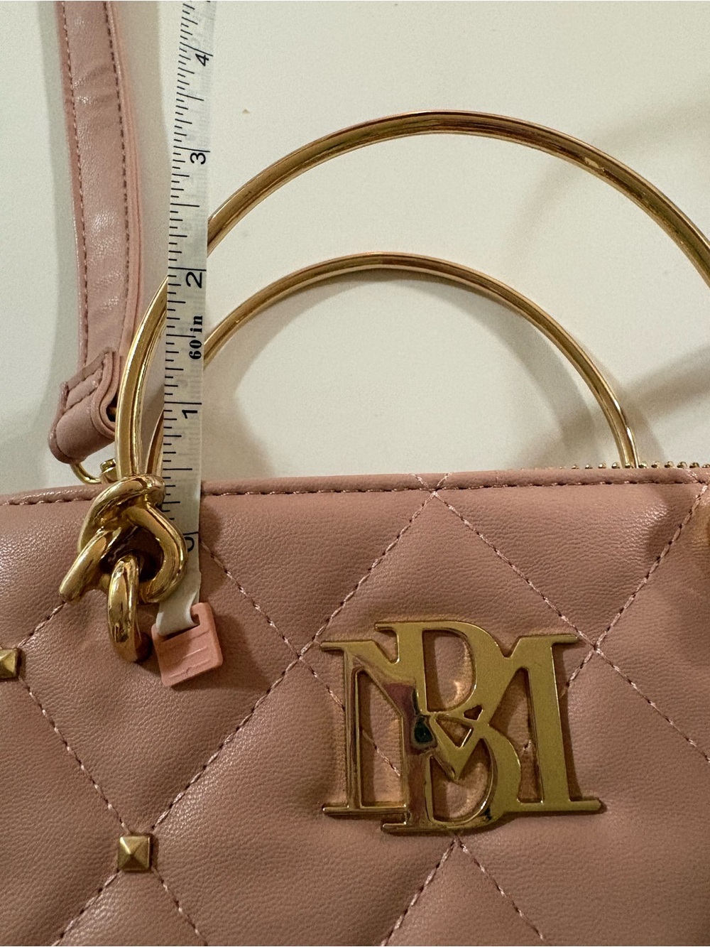Badgley Mischka Pink Quilted Crossbody with Gold Hardware - Picture 5 of 13